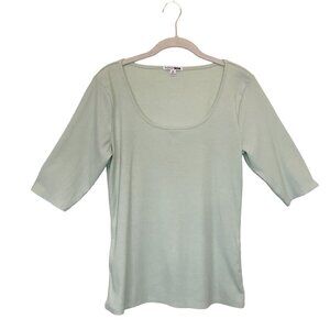 Fashion Nova Women's Ribbed Half Sleeve Tee in Mint - Size XL